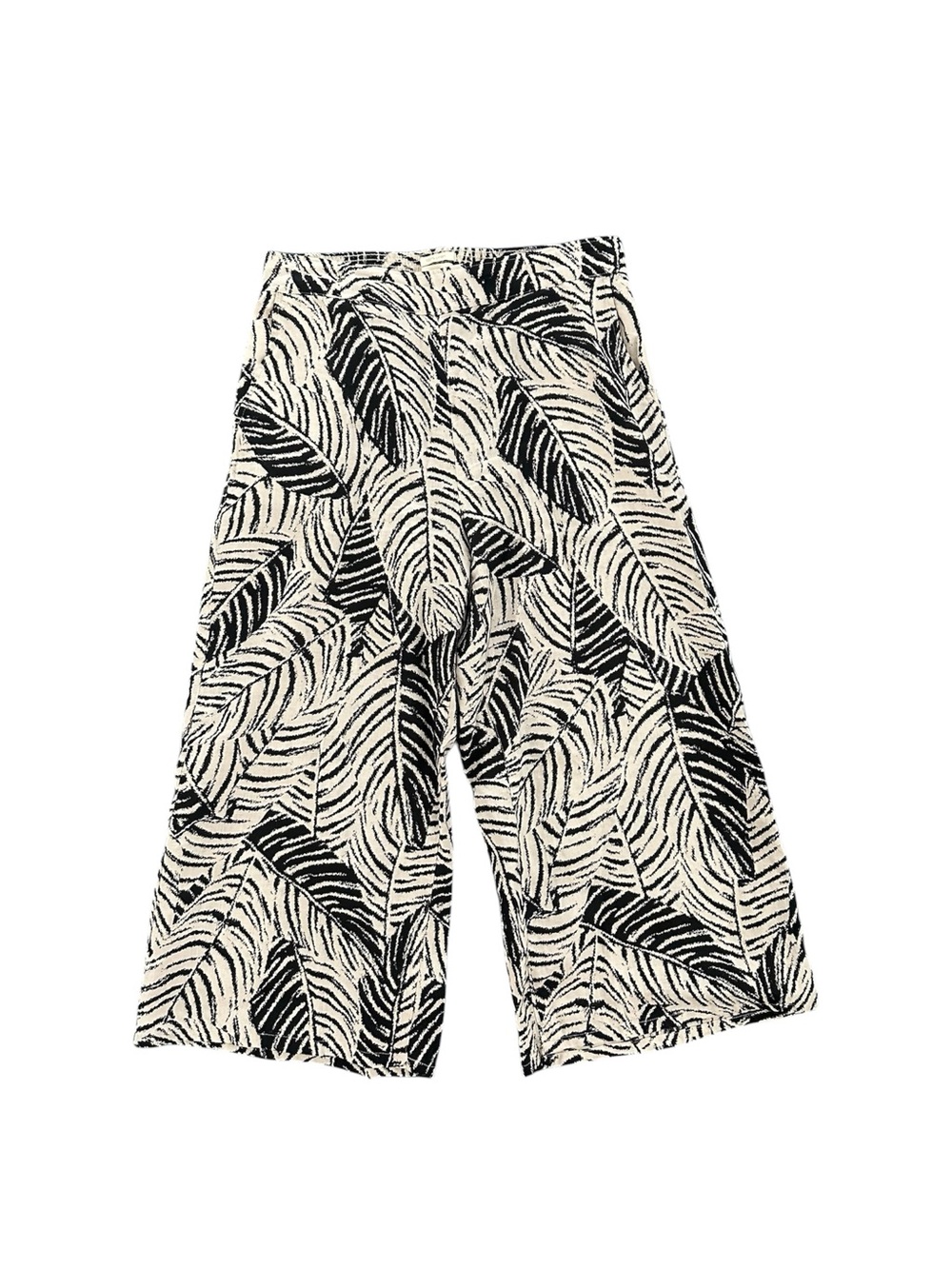 Cynthia Rowley 100% Linen Pull On Cropped Pants Palm Print SZ L Beachy Boho